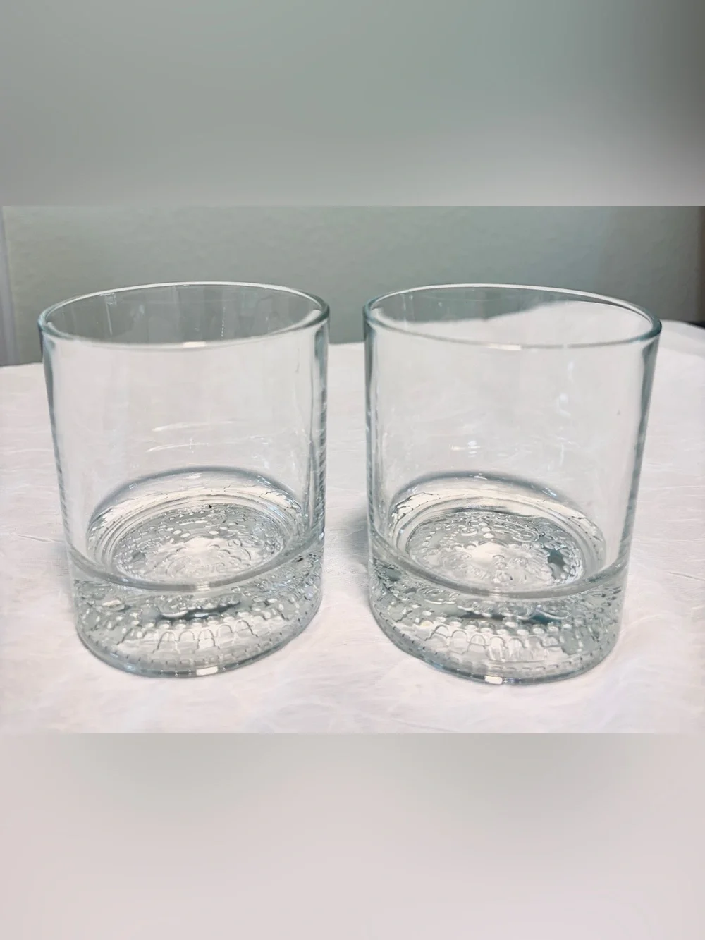 2 Crown Royal Lowball Whiskey Glasses Embossed Logo Clear Glass Made In Italy